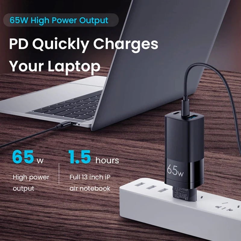 Адаптер для быстрой зарядки ноутбука с 3 портами USB Type-C 65