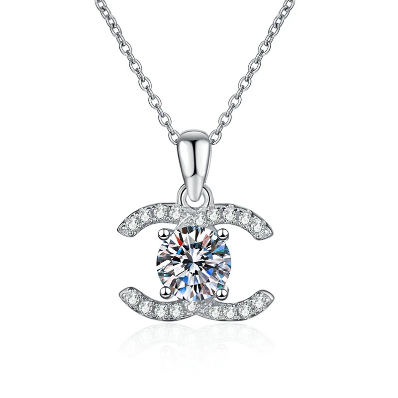 Lerca Fine Jewelry Diamond s925 Sterling Silver Wedding Necklace Pure 925 Sterling Silver Moissanite Necklace