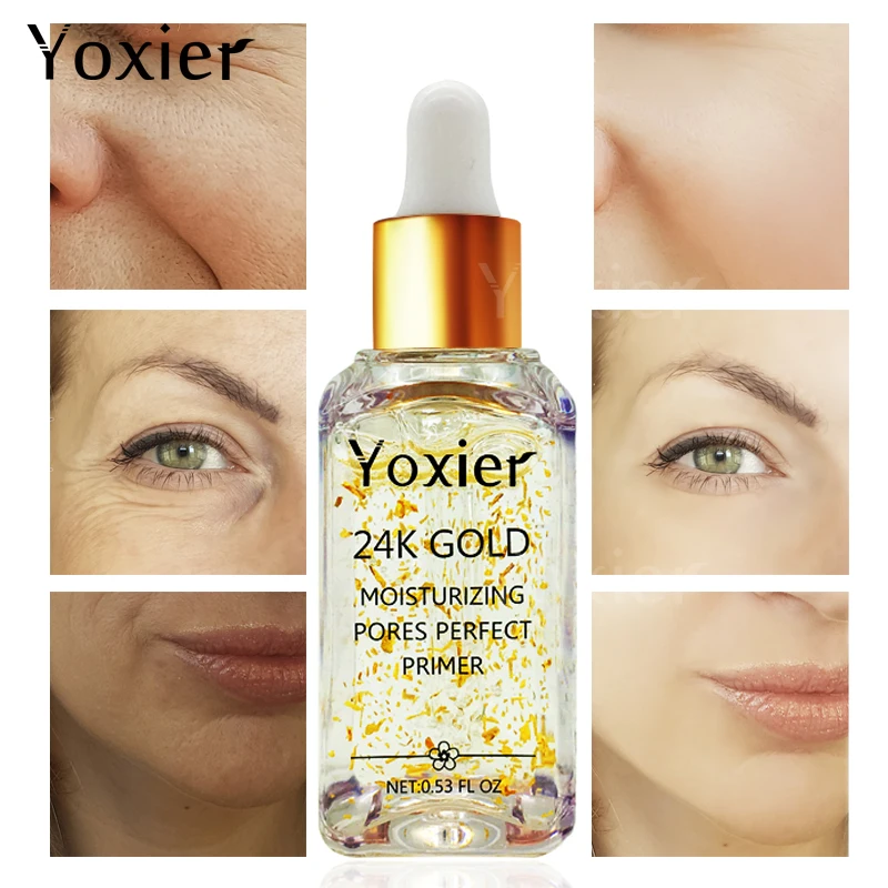  YOXIER 24K золото и цветение вишни праймер Сыворотка для ЛИЦА ПРАЙМЕР частная марка органический
