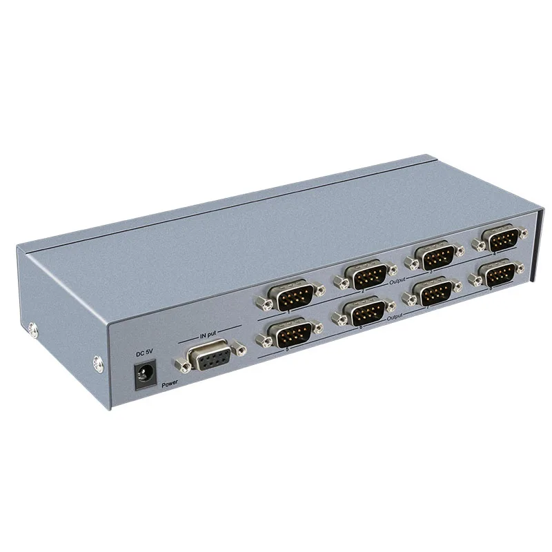 OEM ODM RS232 разветвитель 1-8 металлический корпус серебристый последовательный порт распределитель 1 в 8 для ноутбука