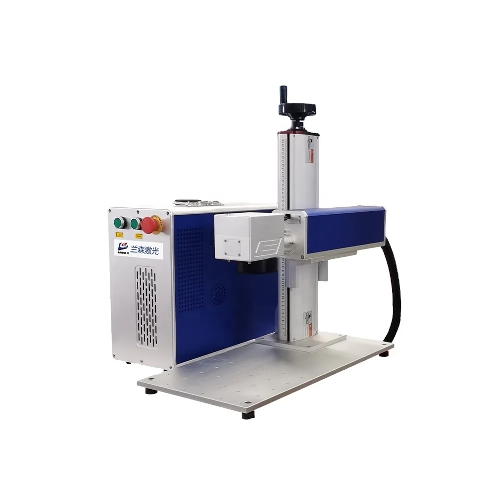 mini fiber laser marking machines with rotary or disk  feed belt device for metal plastic tag logo printing engraving equipment