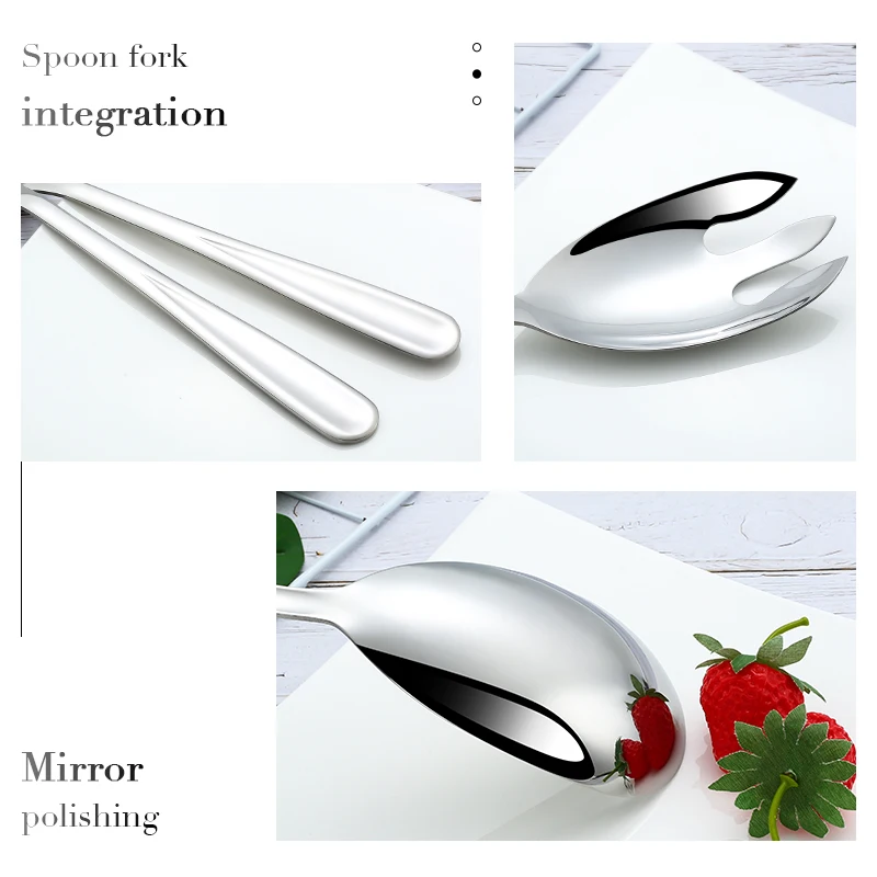 Factory Wholesale Salad Large Serving Spoon Stainless Steel Silverware Salad Server Spoon Set