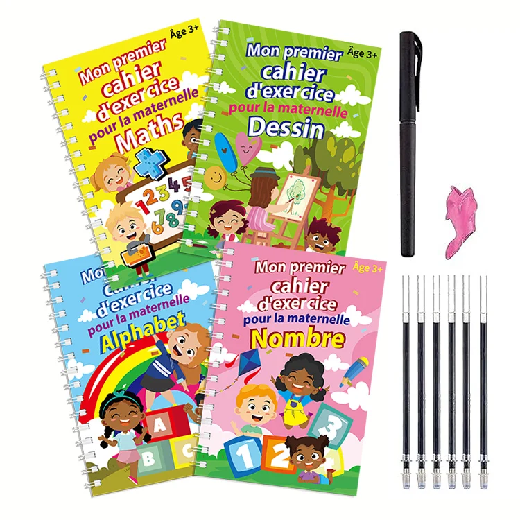 New Uzbekistan Kids Child 4 Piece French Magic Practice Book Notebooks Calligraphy Copybook For Kids Frenchline