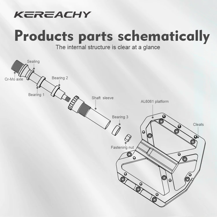 KEREACHY customized multi-color high-strength non-slip aluminum alloy mountain bike pedal 3 bearing bicycle pedal