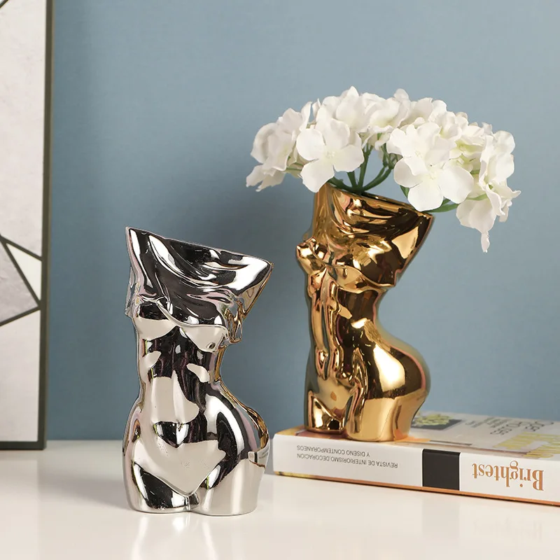 Hot Selling Nordic Solid Color Female Semi-nude Ceramic Vases