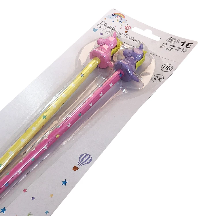 2pcs/pack Cartoon animal head Non-toxic wooden pencils for school students writing prize HB for drawing