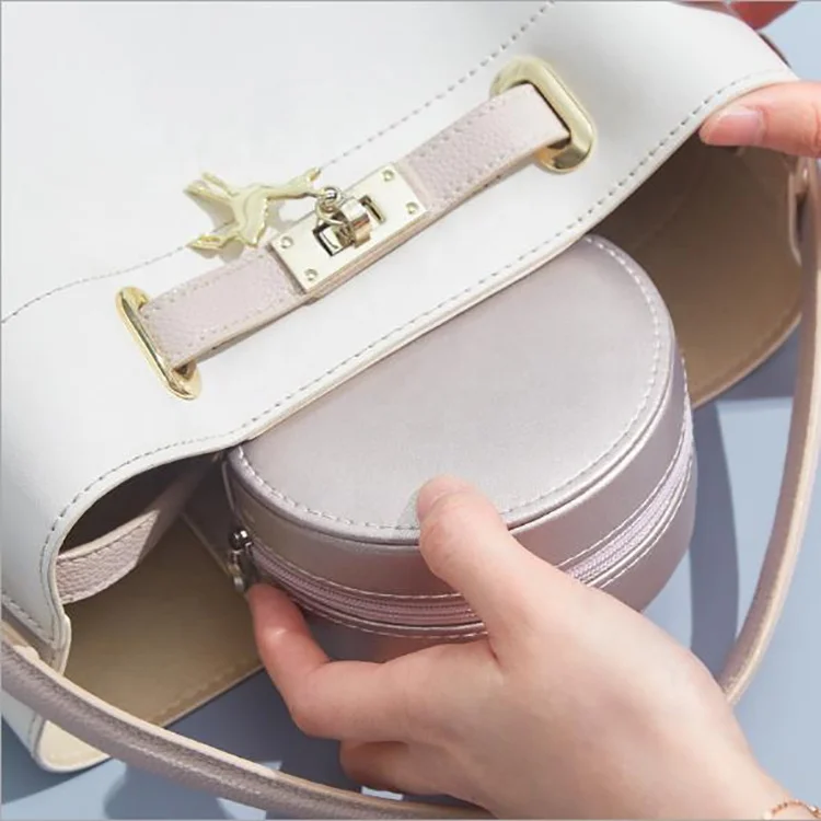 Wholesale Portable Women PU Leather Jewellery Gift Jewlery Storage Packaging Organizer Custom Logo Small Travel Jewelry Box