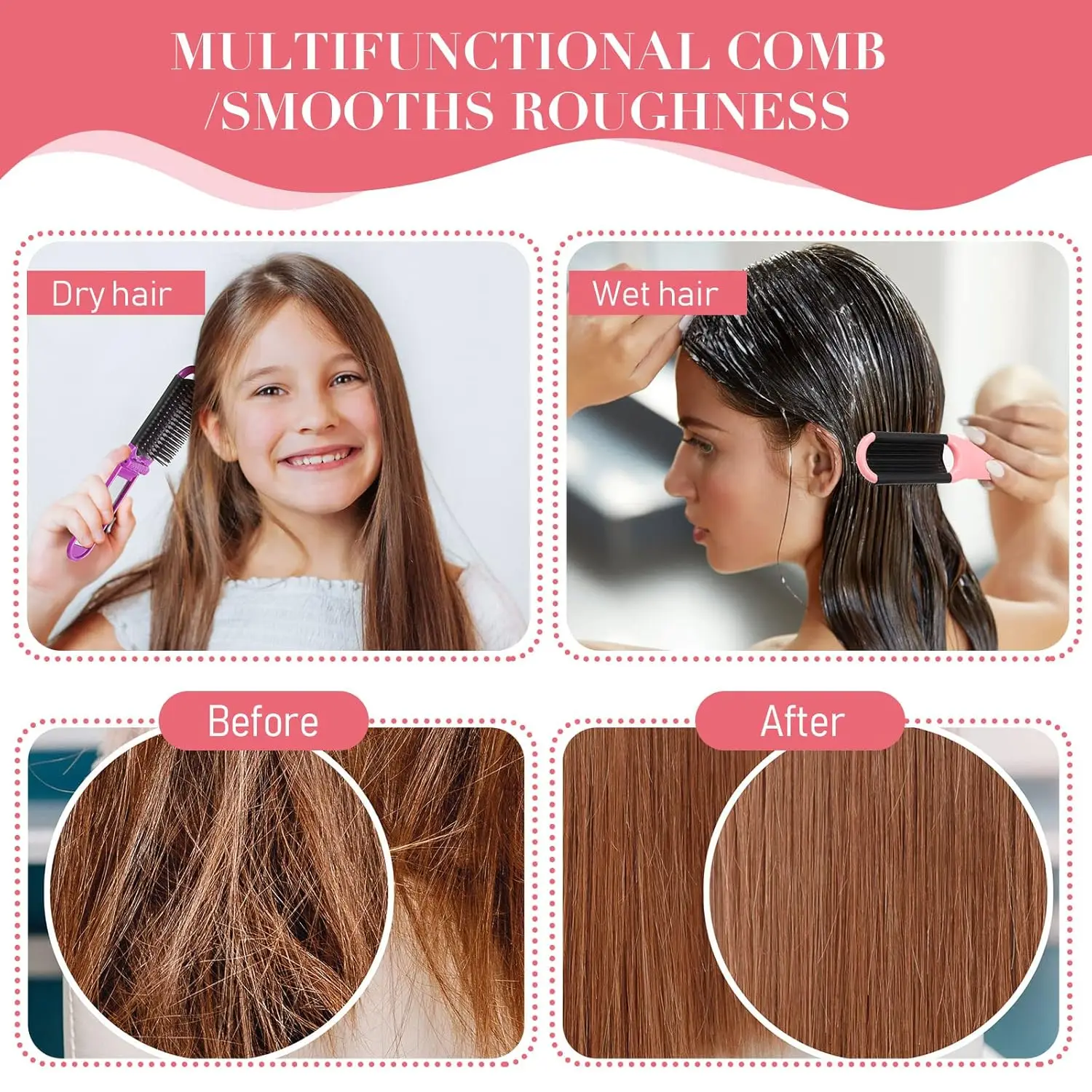 Wholesale Foldable Mirror Travel Portable Lightweight Small Makeup Hairbrush Pocket Hair Comb