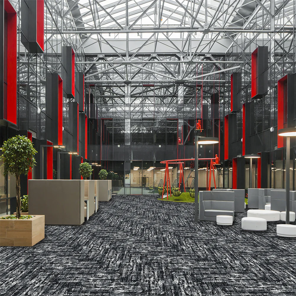 Высококачественная Роскошная ПВХ ковровая плитка нейлоновая разноцветная жаккардовая офисная Коммерческая 50x50 см квадратная фабрика