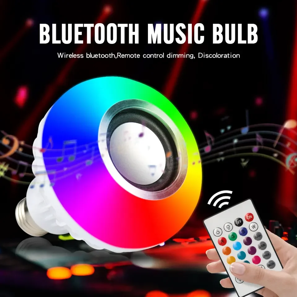 CHZM free sample CE RoHS  12W E27 RGB Color Changing LED Wireless Smart Music LED Light Bulb Remote Control