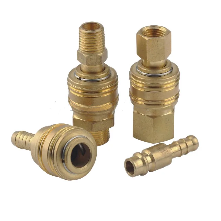 Pneumatic quick coupler brass for pipe fittings system