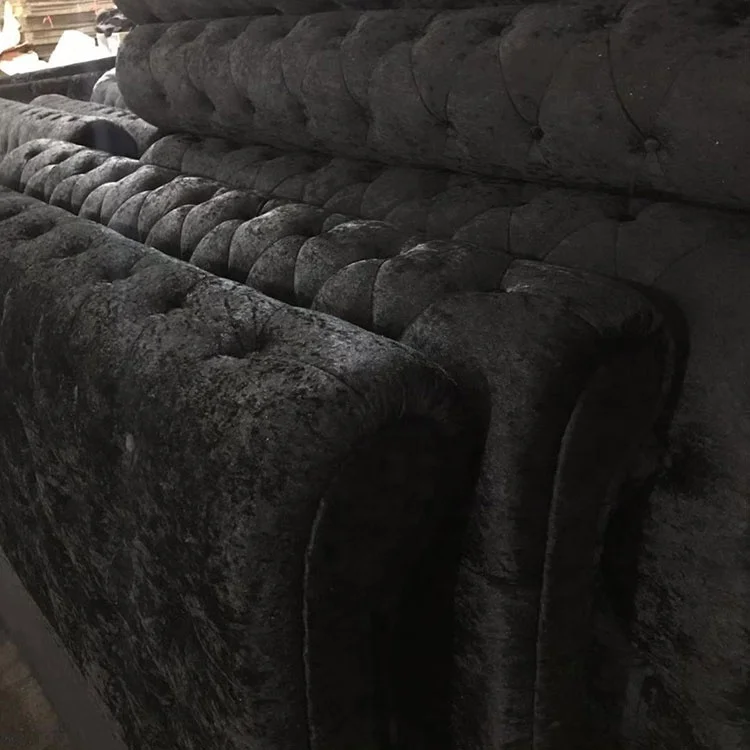 Bed Sleigh Wooden with Diamante Choice of Colours Available Cheap Fabric Beautiful Style Crushed Velvet Home Furniture Soft Bed