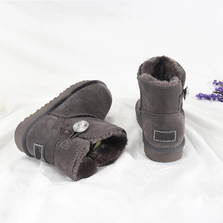 Waterproof Cow Suede Snow Boots Lady Winter Shoes