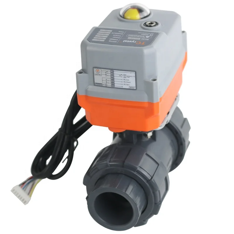 1inch  acid-resistant PVC plastic 2 way ball valve with Electric Actuator