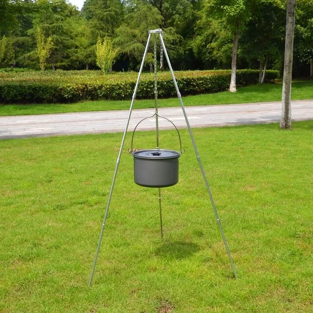 Stainless Steel Telescopic Aluminum Cooking Tripod Camping Outdoor Campfire Pot Holder Hanger Bracket