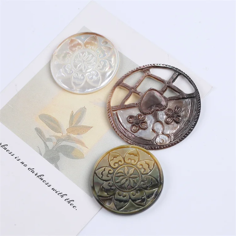 mother of pearl carving cameo round carved shell