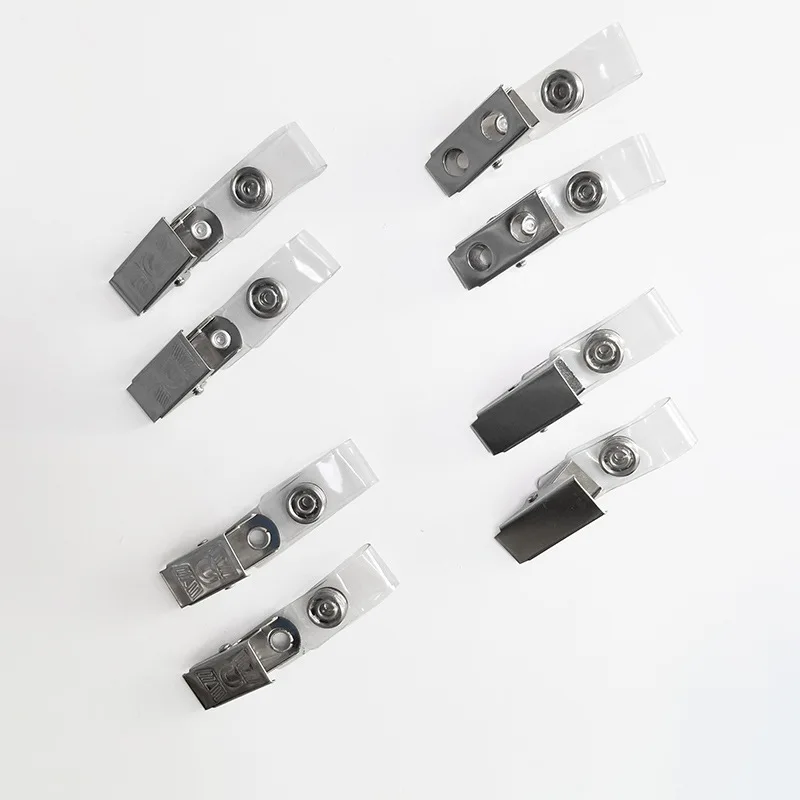 Metal Badge Clips with pvc Straps for Badge Holder Name Tags Work Reel Badge Card Holder Metal Clips with Strap clear