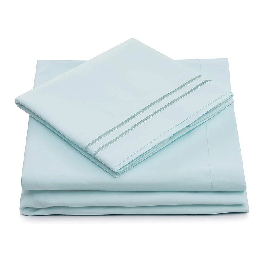 
90gsm microfiber bed set two lines embroidery Manufacturer bed sheets 3pcs and 4pcs 