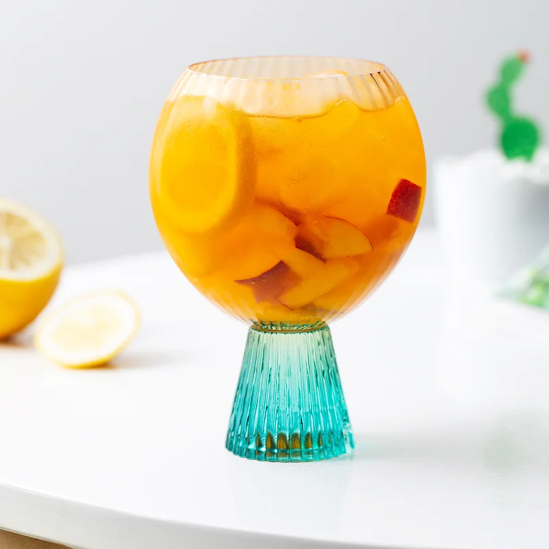 Raymond Vintage Retro Style Garden Goblets Crystal Wine Glasses with Wooden Stem Handcrafted Cup and Glassware