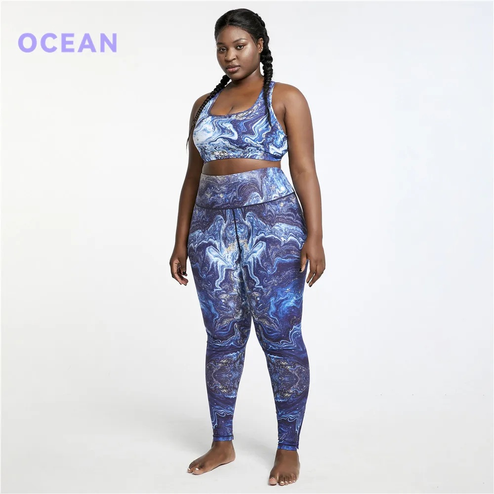 Sky printing on S-5XL plus size lady yoga wrokout clothing sports appearal with customized logo factory price