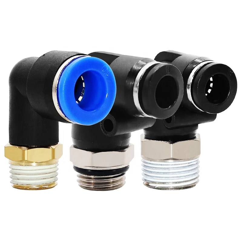 PL Plastic Pneumatic Fitting Push To Connect Fitting Elbow Male Thread Quick Connect Joints PL4-M5 PL6-01 PL8-02 PL10-3 PL12-04