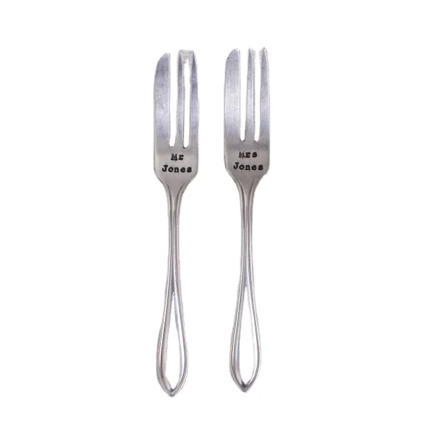 Garden Personalized Retro Silver Plated Vintage Cake Fork Set