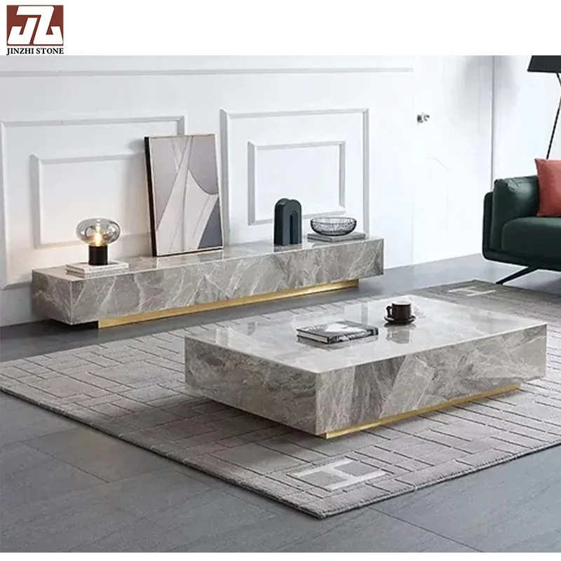 Art Furniture  Farmhouse Decoration Marble TV Cabinet Table Tops Craft Table For Living Room