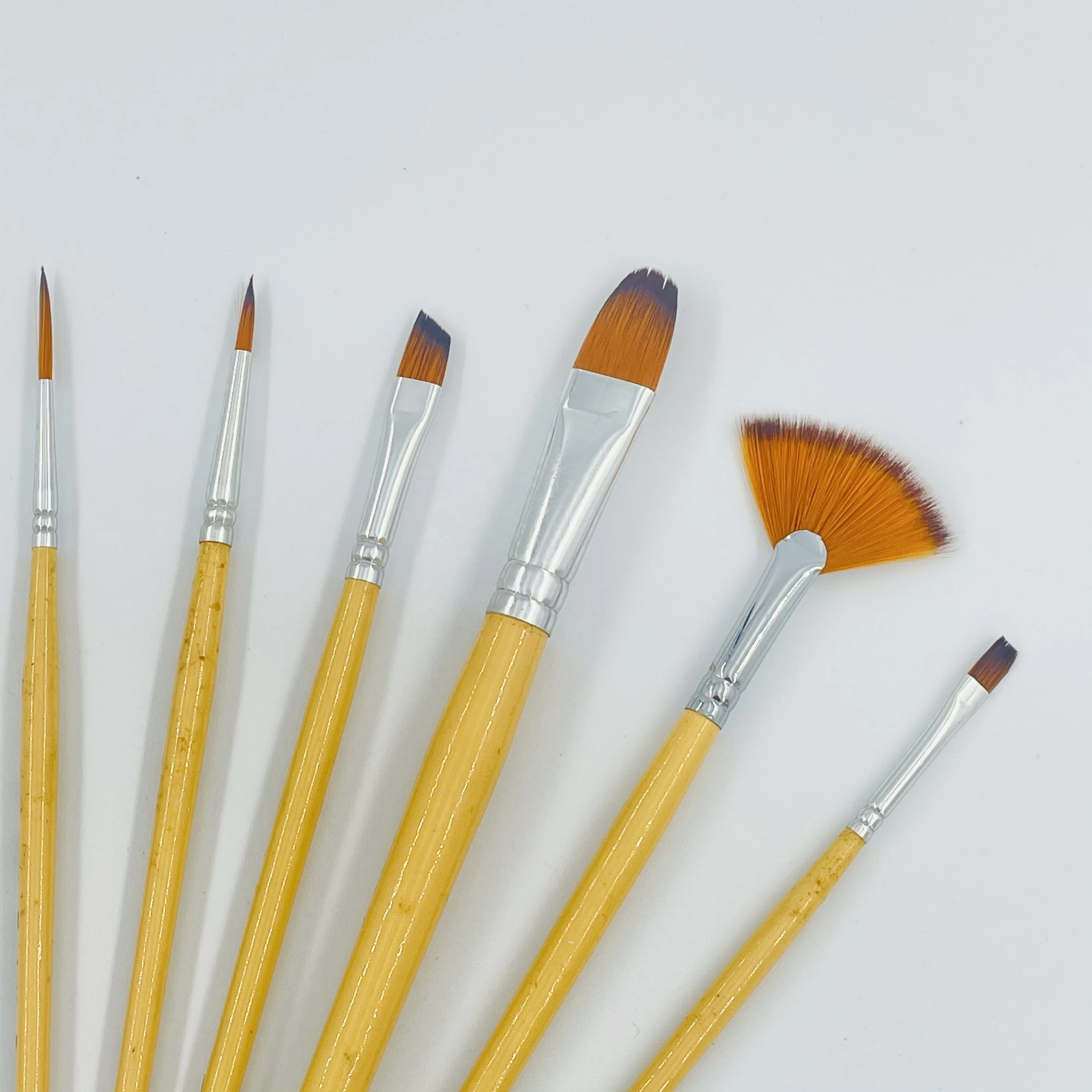 artist supplies for calligraphy Wooden Handle Copper Ferrule tube tiger color hair mixed shapes artist oil paint brush set