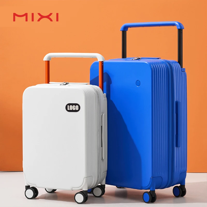 Mixi Customized Aluminum Suitcase Luggage With Soft Rubber Handle Wheels Carry on Suitcase Professional Luggage Bag