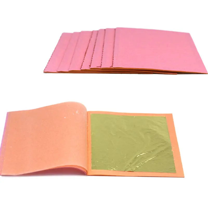 Private Label 24K Real Gold Sheet Leaf 8*8Cm 25 Pieces/Book Genuine Transfer Gold Foil Leaf For Food Drink Art