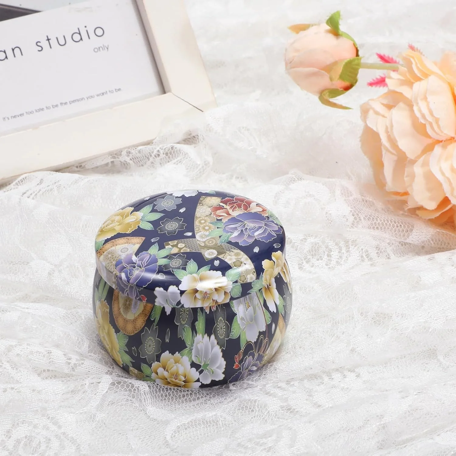 Multi Color Drum Shape Canister Arts Crafts Storage Jars Empty Tin Cans for Candles