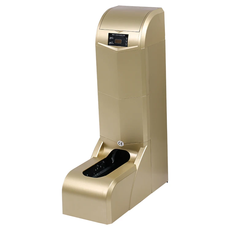 Elegant Gold Color Automatic Shoe Cover Dispenser For PE CPE Non Woven Shoe Cover Lab Clinic Use