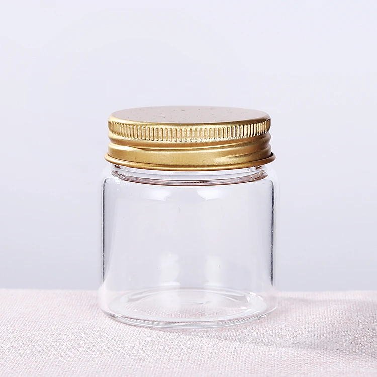 47mm transparent high quality cylindrical borosilicate glass tube bottle spice bottle capsule with screw aluminum cap