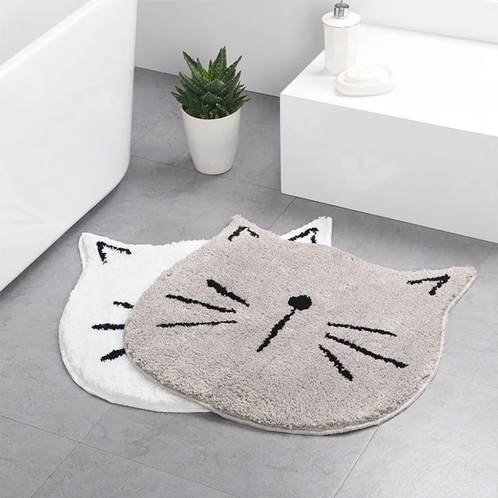 2023 new arrivals custom China Factory Waterproof Cartoon Cat Shape Bathroom Floor Mat Floor Cushion Mat  For Kids Bath Rug