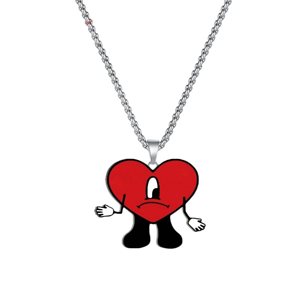 HUAMJ New Arrival Custom Girls Boy Cool Hip Hop Stainless Steel Bad Bunny Necklace