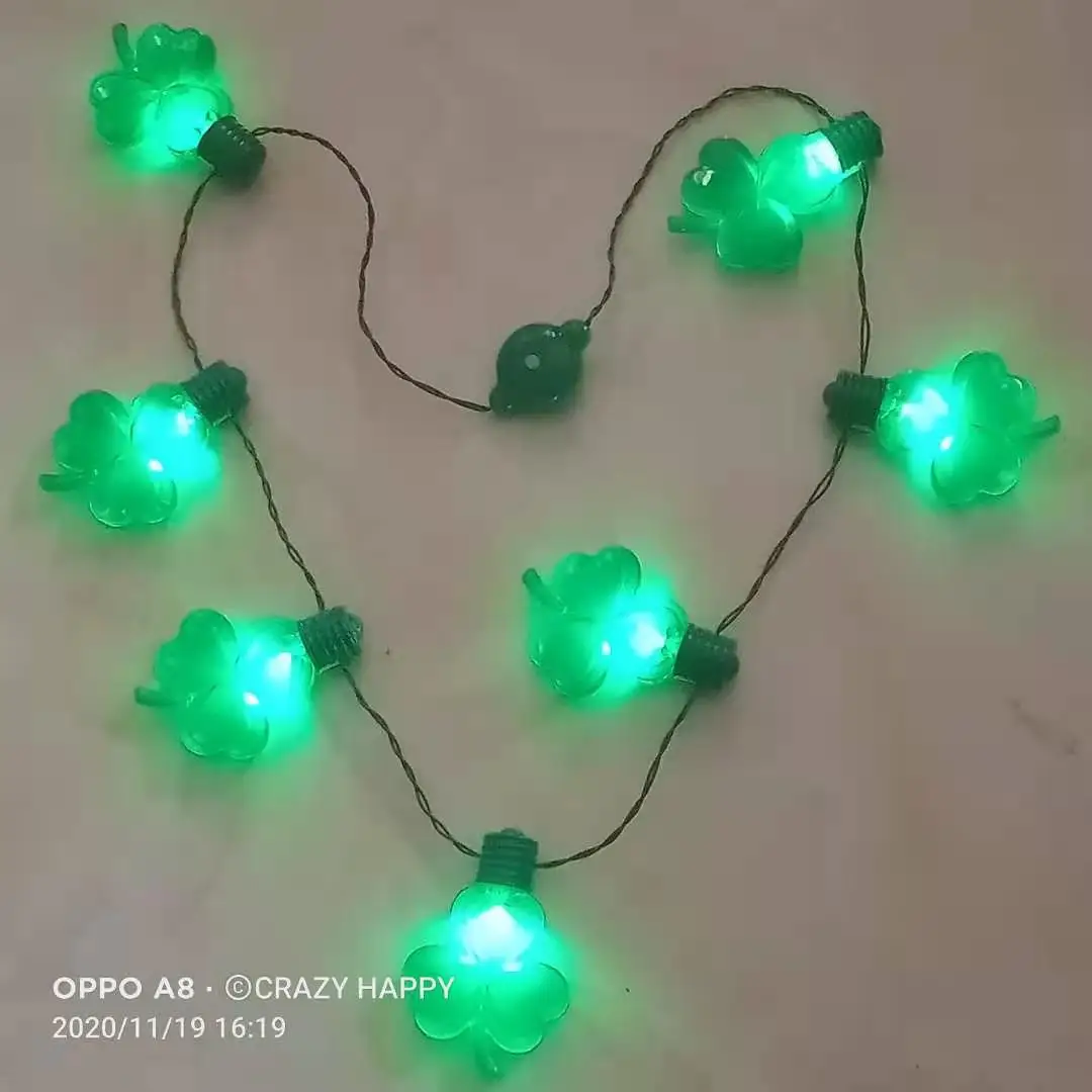 Party Supplies Flashing Jewelry Light Up LED Necklace ST Patrick Day Festval