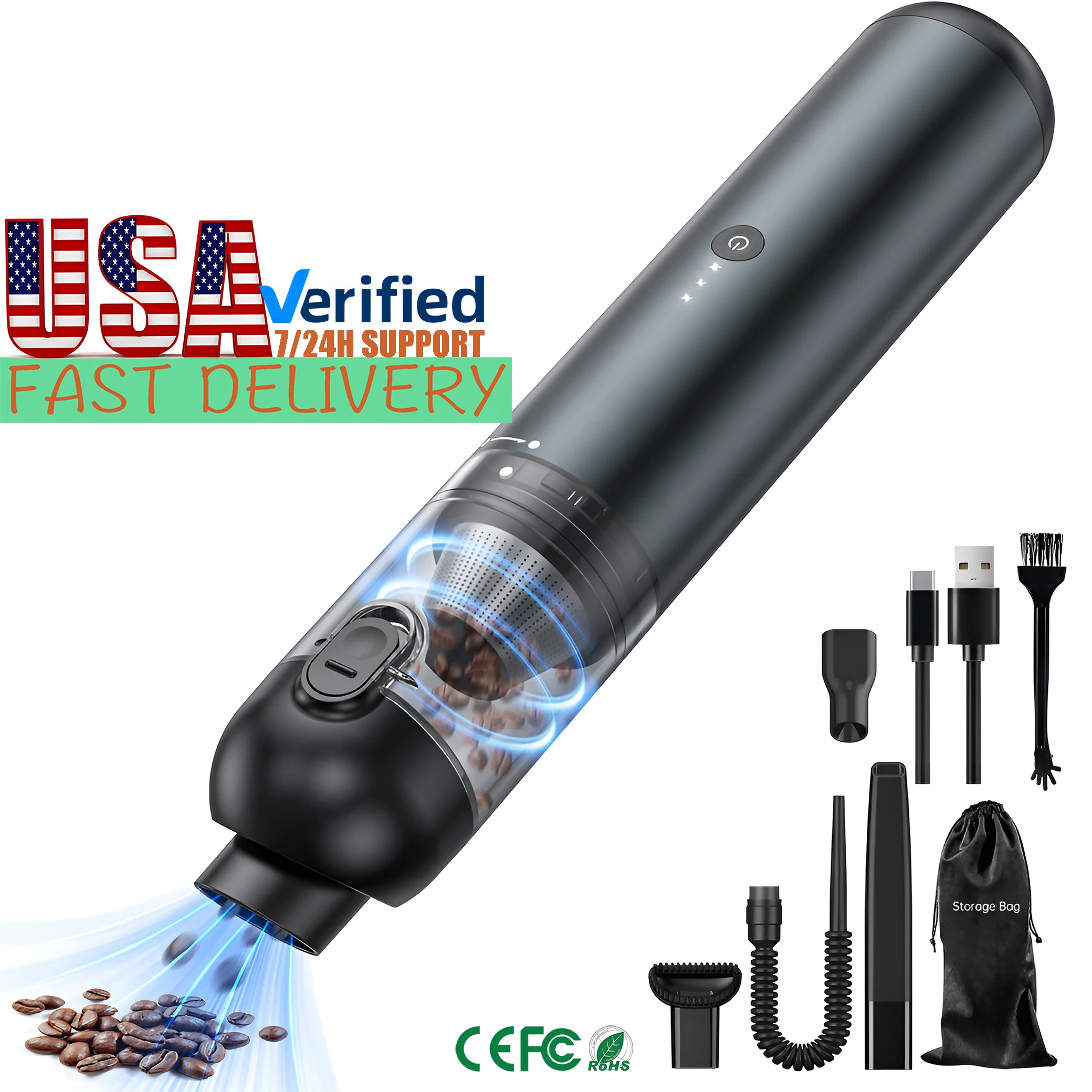 Amazon hot sale Brushless Handheld Vacuum - 16KPA Car Vacuum Cordless One-hand Dusting Designed ,Portable Vacuum Cleaner