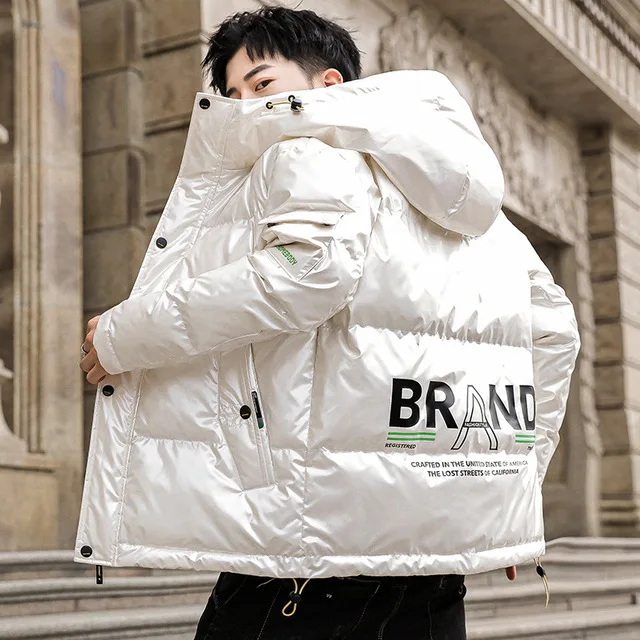 Custom Winter Jacket Shiny Puffer Coat New Fashion Puffer Jacket With Hood For Mens