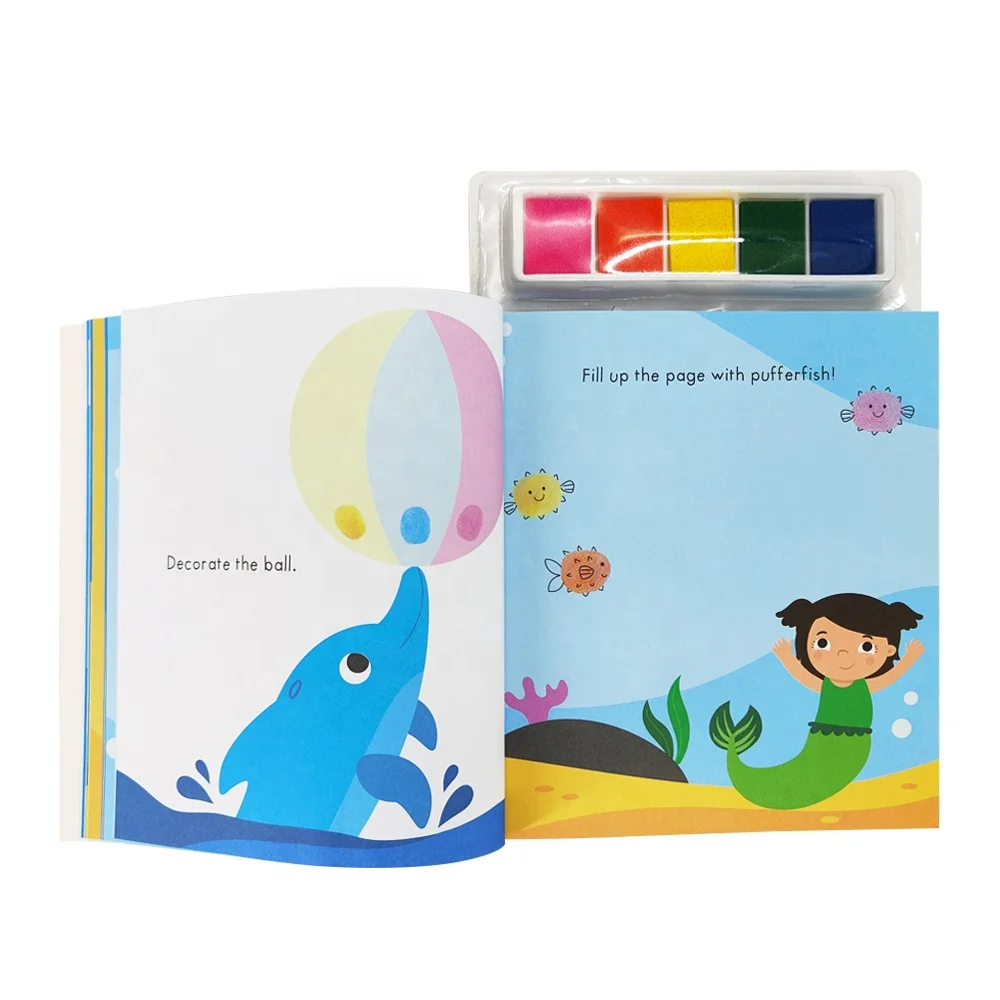 2023 Kids Early Education Toys English water Coloring Finger Painting Books Ink Pad Kids Activities Doodling Book
