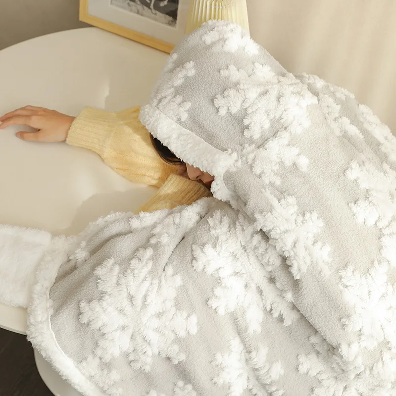 Double Sided Flannel Custom Animal Hooded Halloween Blanket With Hood