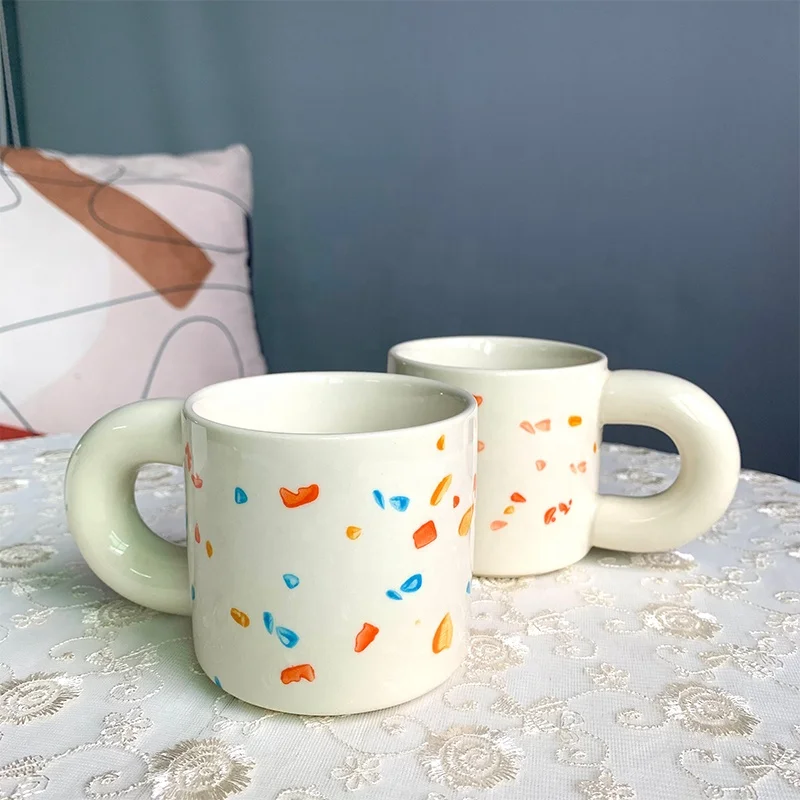 Hot sales unique design ceramic cup hand-painting coffee mug water mug milk mug office tea cup with Handle used in office
