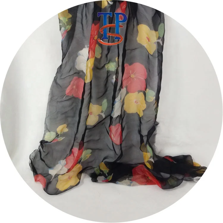 8mm big large flower printed  pure silk crinkle georgette GGT fabric for dress