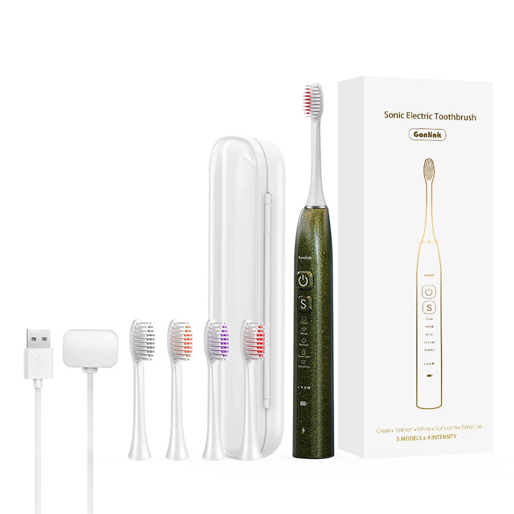 2023 Cheap Adult Wireless Sonic Tooth Brush Electric Smart Toothbrush Automatic 360 Electrical With 4 Replacement Heads Factory