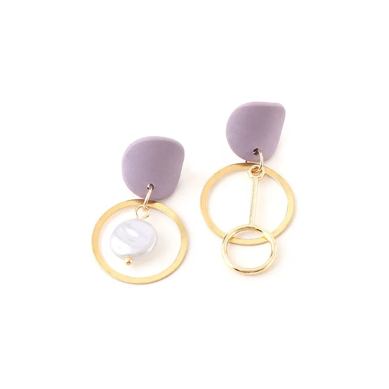 
Porcelain jewelry ball drop hoop earrings in gold plating 
