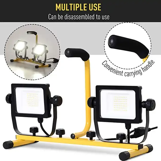 Work Lights with Stand Twin Head tripod  Adjustable outdoor ip65  7000lm LED Tripod Flood work Light