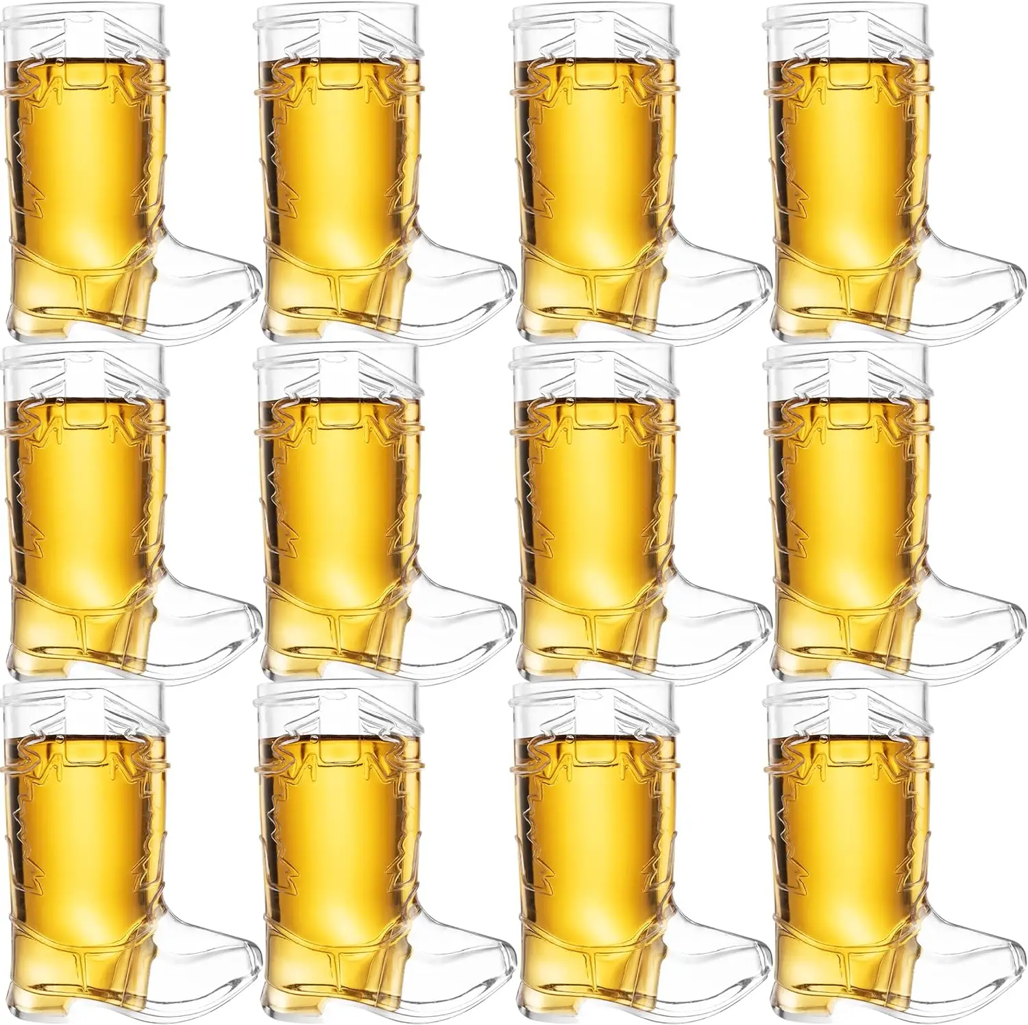 Mini Reusable and Disposable Clear Plastic Cowboy Boot Shot Glass  for Themed Birthday Parties Decorations and Cowboy