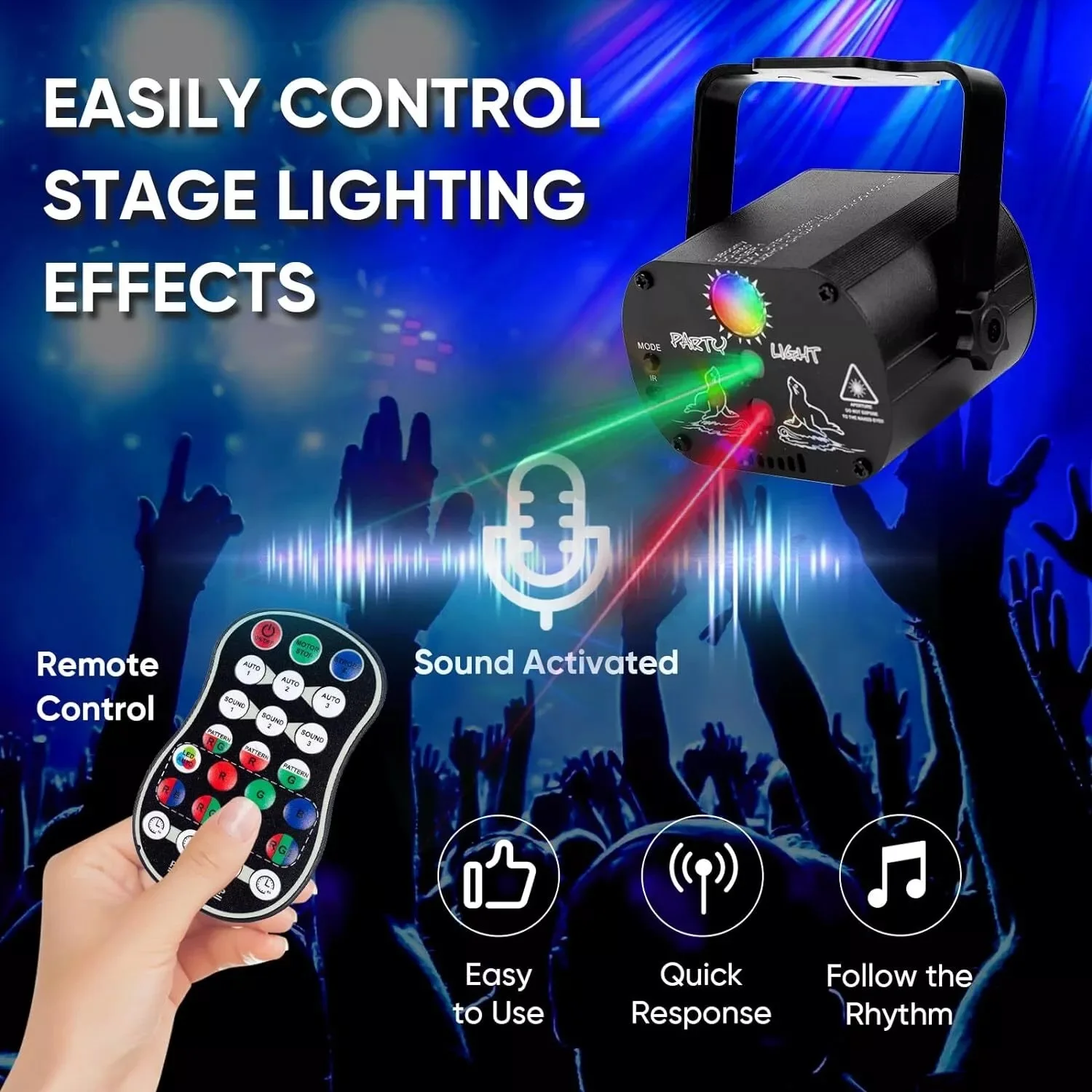 Party DJ Lights Remote Control Mini Disco Ball Stage Light Sound USB Plug RGB Led Strobe Lamp For Decor Gift Bar Rave Xmas Show