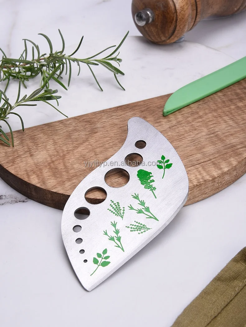 9 Holes Stainless Steel Kitchen Herb Leaf Stripping Tool Loose Leaf Kale Razor Herb Cutter Peeler Cutter for Chard Herb Stripper
