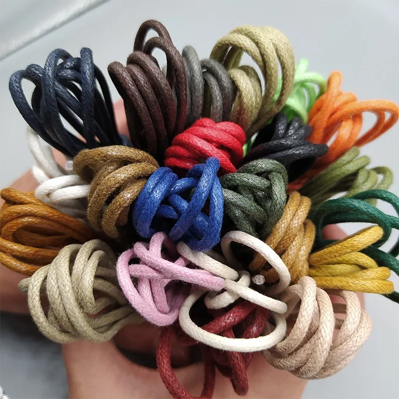 Wholesale Waxed Cotton Hiking Boots Shoelaces 2.5m Round Dress Leather Waterproof Shoe Laces