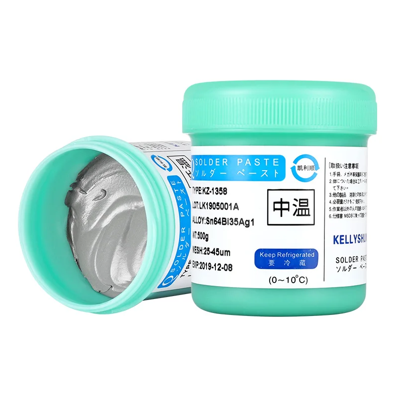 KELLYSHUN KZ-1358 Lead Free Solder Paste Sn64% Pb35% Ag1% Solder Paste Suitable for BGA/IC/PCB/LED/SMT 500g Rosin Core Solder